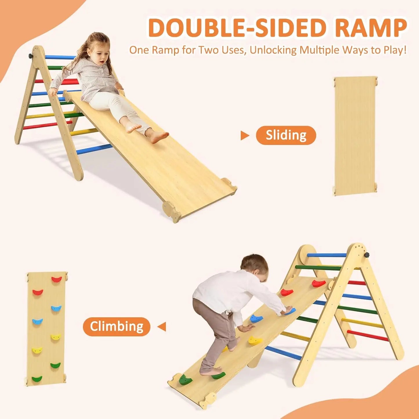 Wooden Montessori 7 In 1 Foldable Pikler Climber Toy