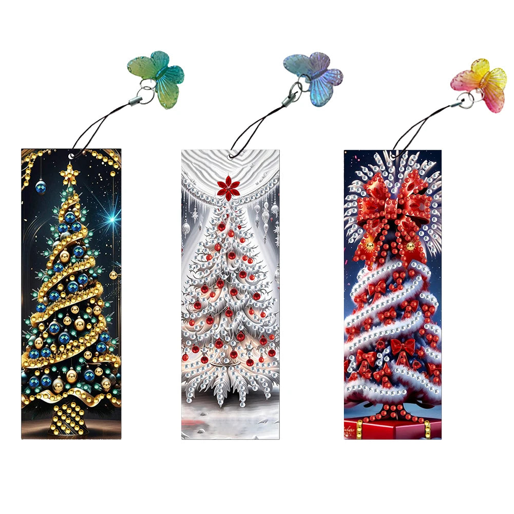 3Pcs Christmas Rose Diamond Painting Bookmark Making Kit