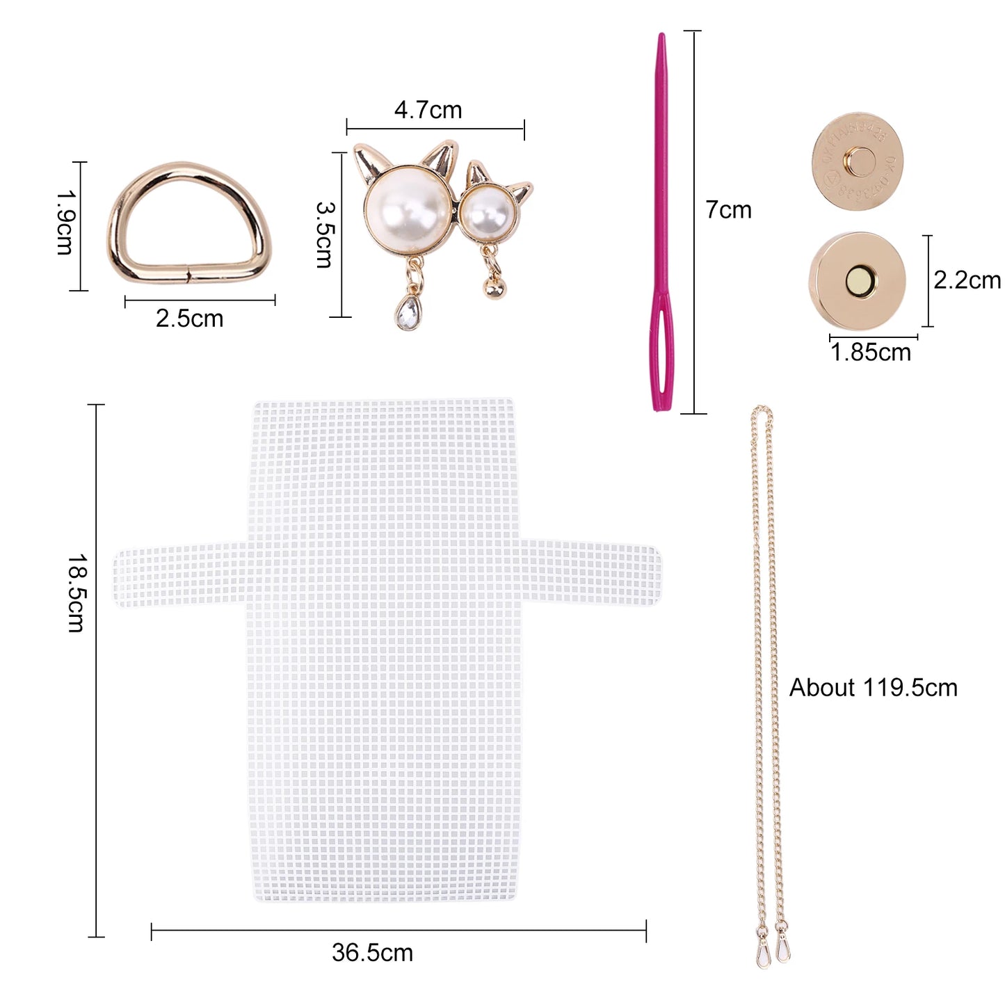 DIY Craft Shoulder Bag Materials Kit with Mesh Plastic Frame