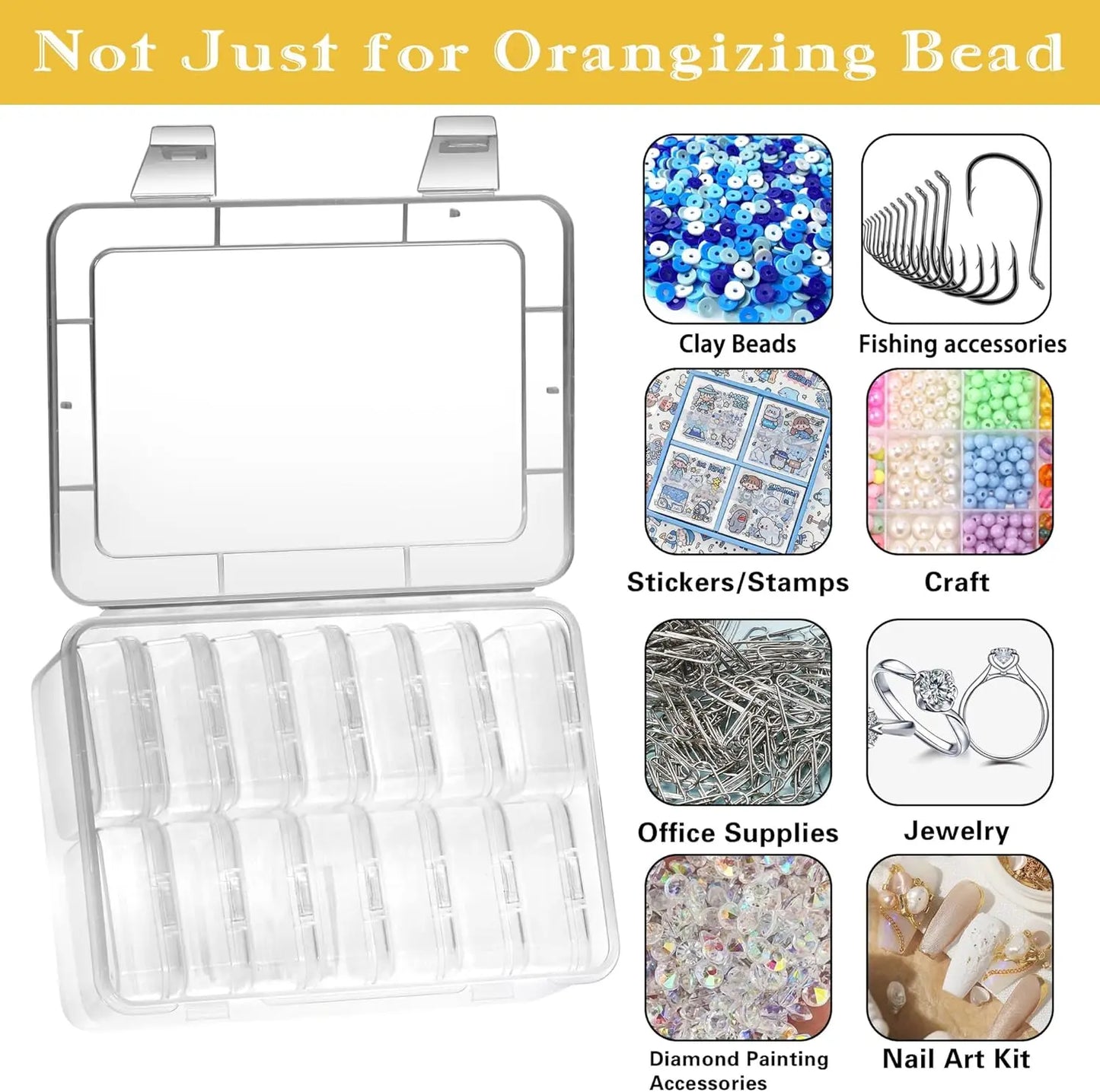 Clear Plastic Bead Organizers Set of 15 Mini Storage Cases