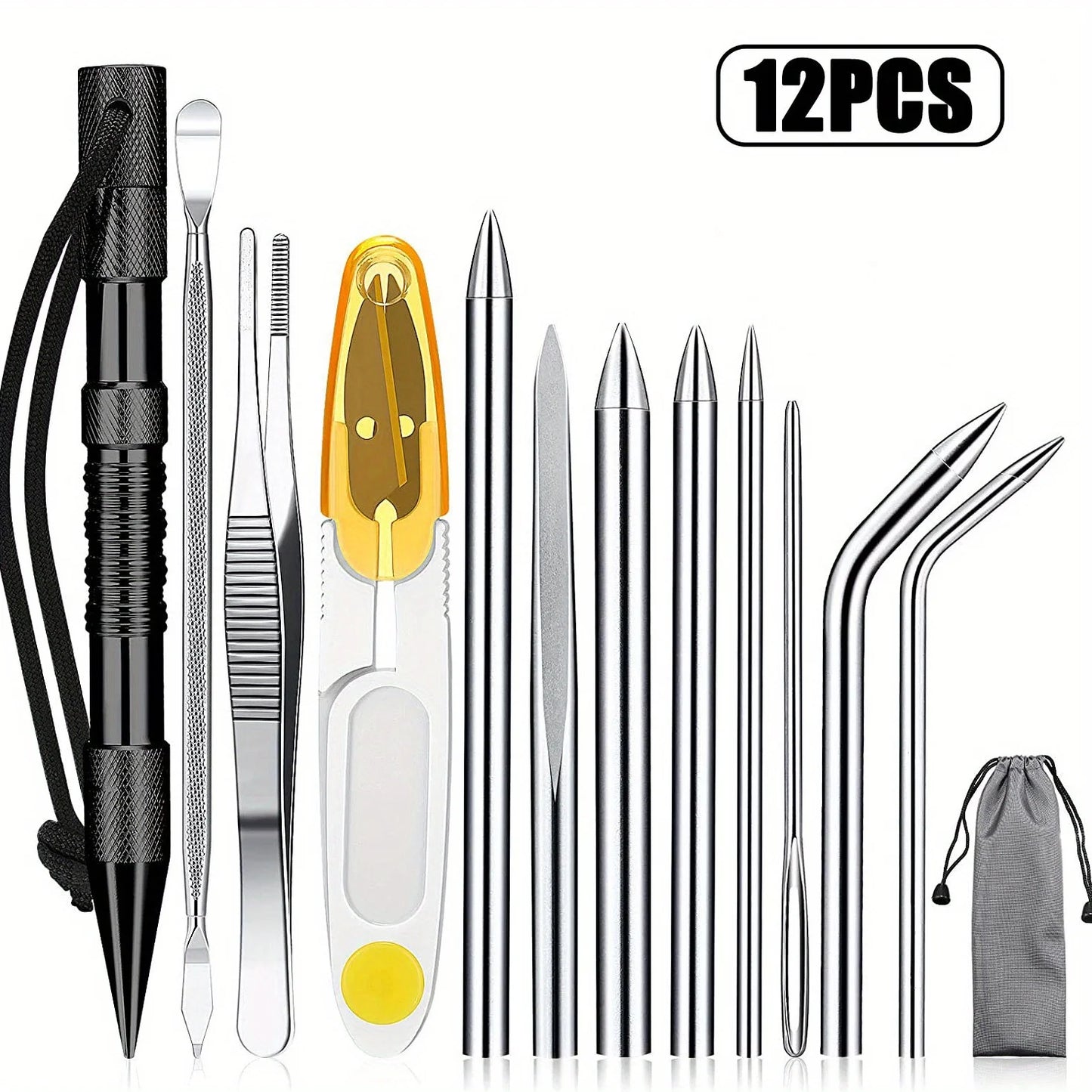 12pcs Stainless Steel Paracord Braid Needle Set for Crafting