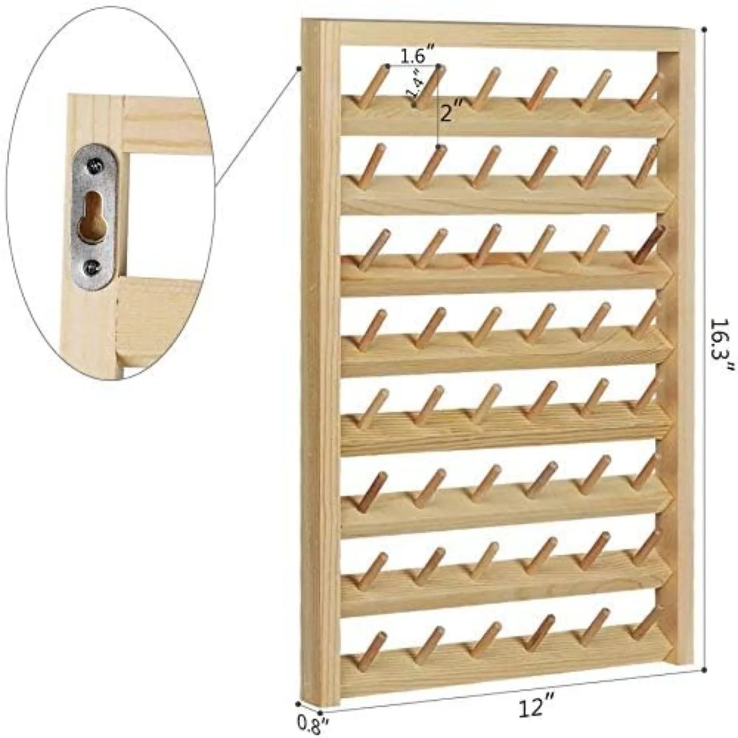 48 Spool Wooden Sewing Thread Rack Wall Mount Organizer