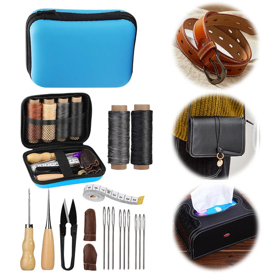 DIY Leather Craft Tools Set with Waxed Thread and Needles