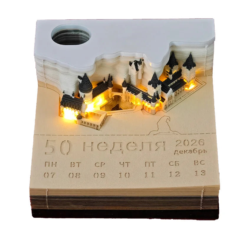 Hogwarts Magic Castle Light Up 3D Calendar Notepad DIY Gift