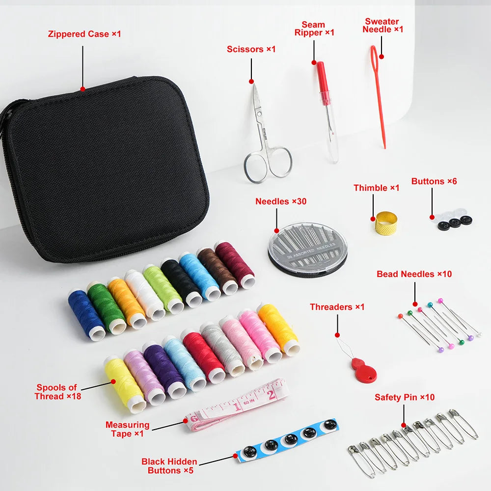 Portable Mixed Color Sewing Kit for Travel and Everyday Repairs
