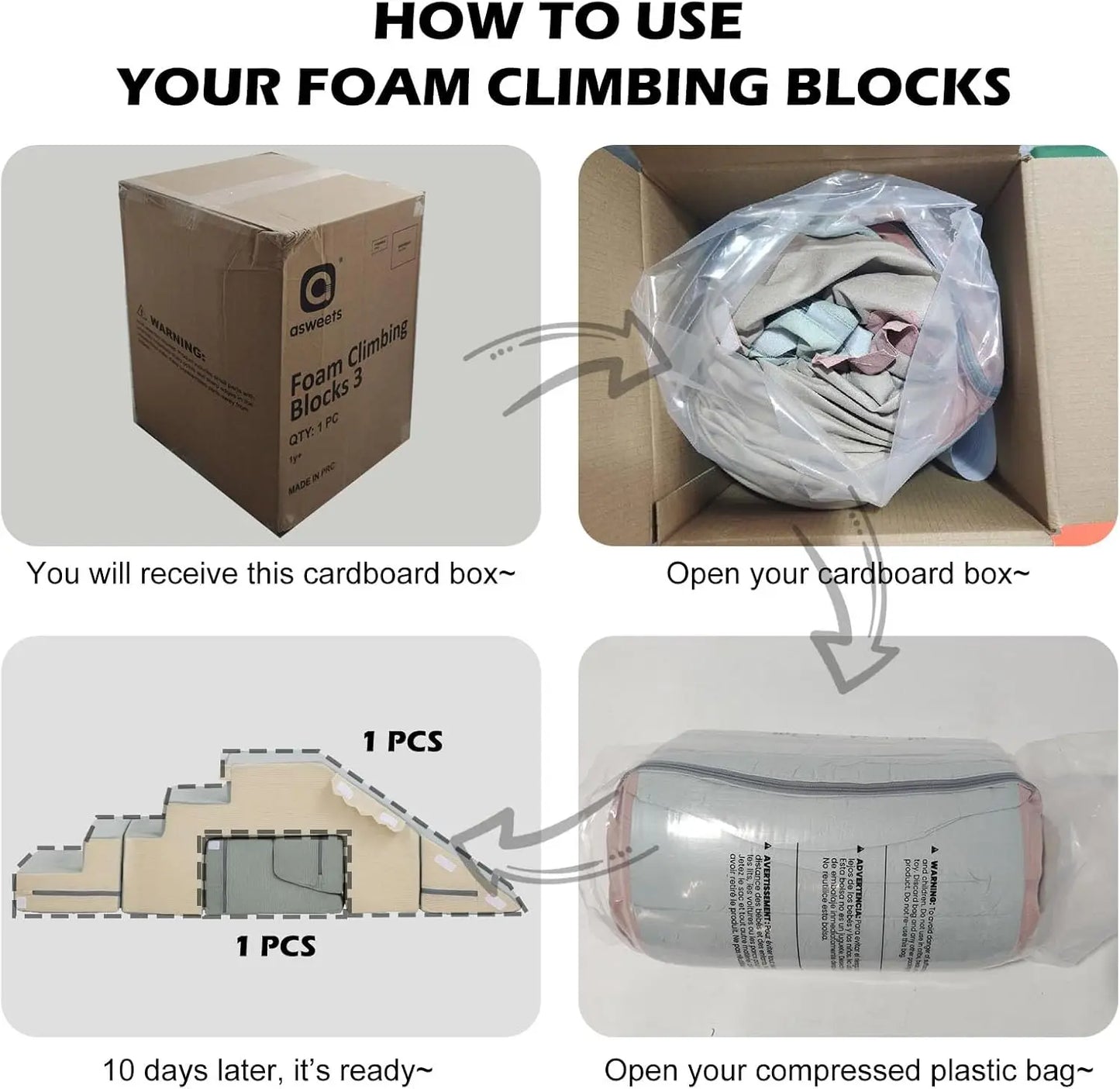 4 In 1 Foam Climbing Blocks For Toddlers Indoor Play