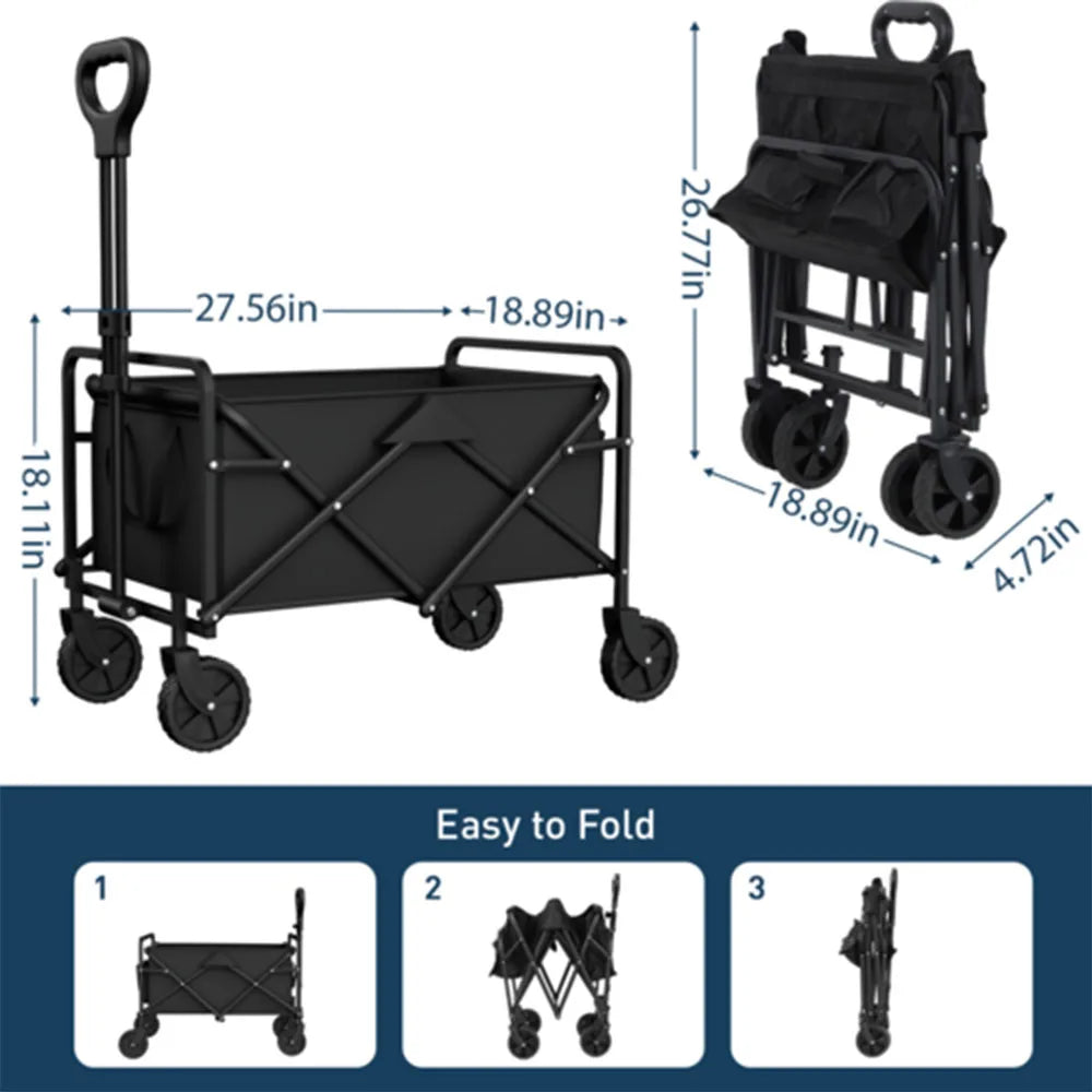 Foldable Garden Wagon Cart Portable Trolley for Outdoor Use