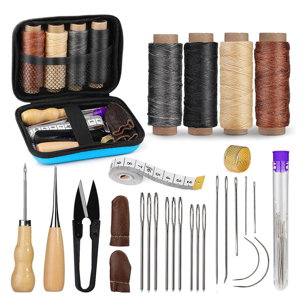 DIY Leather Craft Tools Set with Waxed Thread and Needles