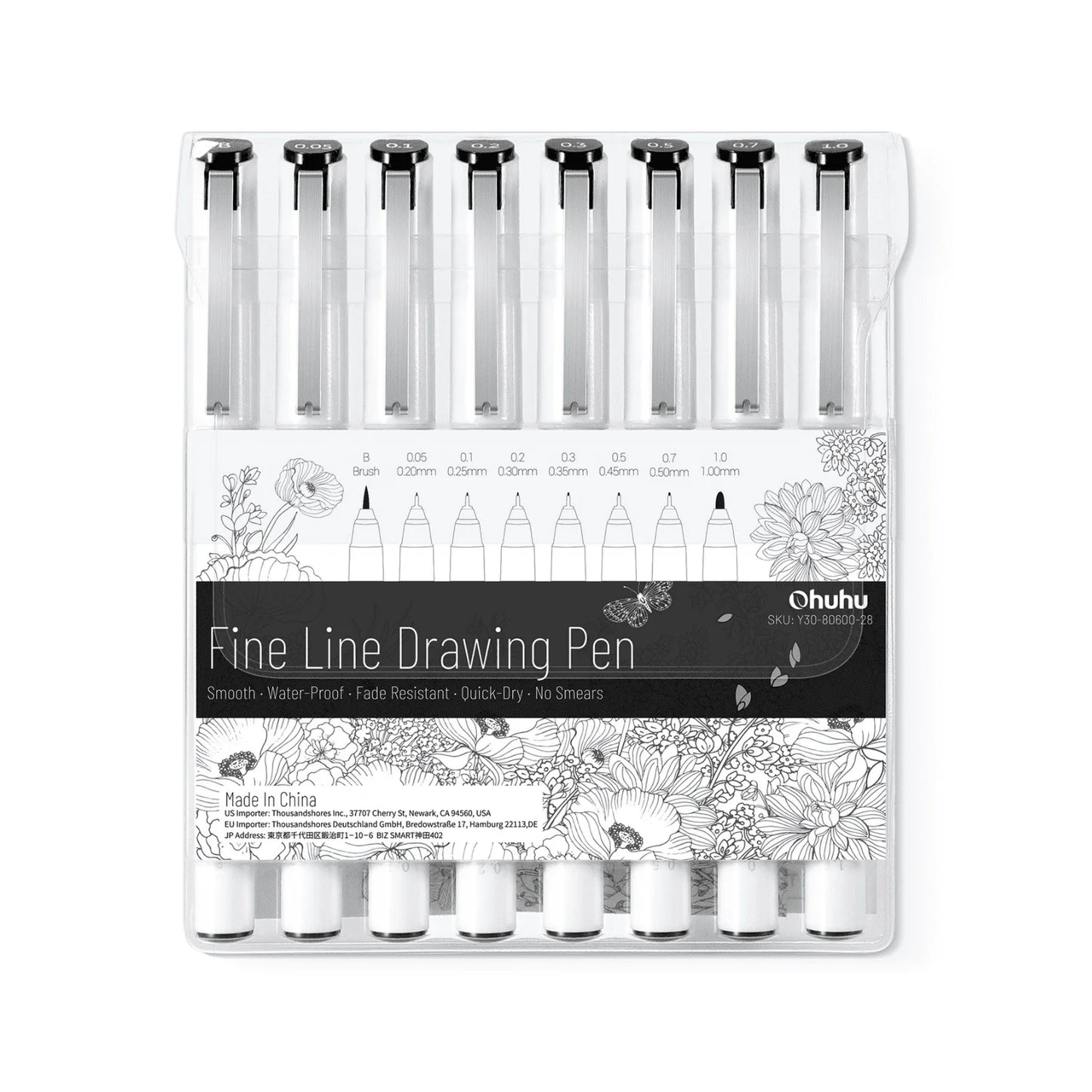 Ohuhu Micro Pen Fineliner 8 Pack Fine Point Drawing Pens