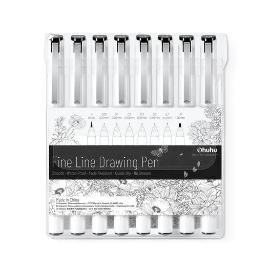 Ohuhu Micro Pen Fineliner 8 Pack Fine Point Drawing Pens
