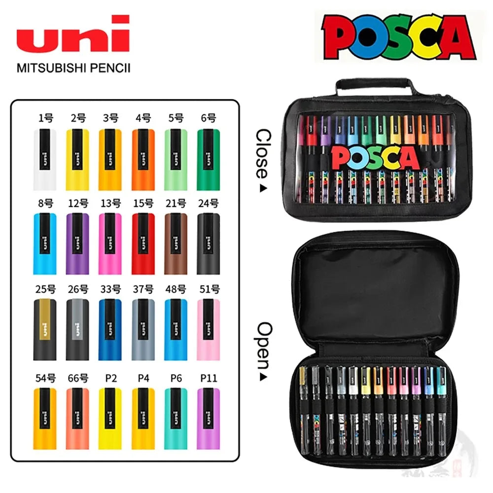 24 Piece Japan UNI POSCA Markers Set for Art and DIY Projects