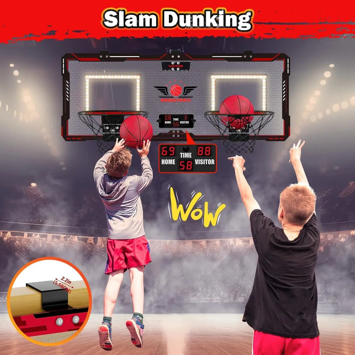 VATOS Basketball Hoop Twin Set With Electric Scoreboard