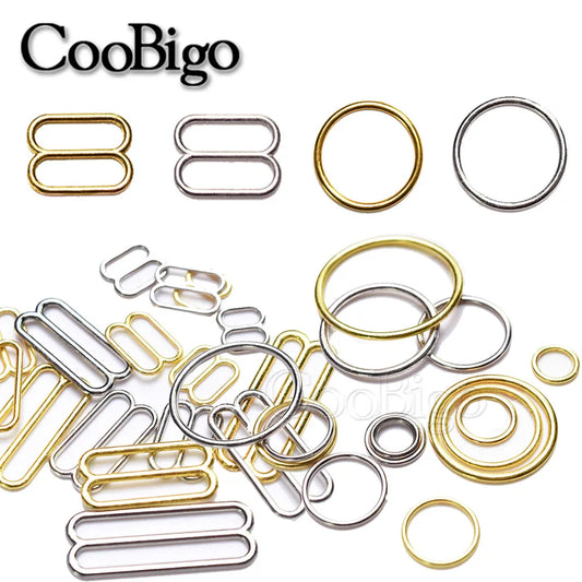 100Pcs Metal Bra Strap Buckles Sliders Rings Clips 6-25mm For Lingerie