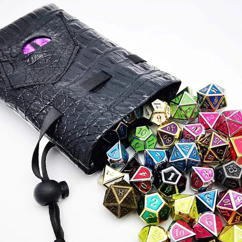PU Leather Drawstring Dice Bag For DND Tarot Cards Storage
