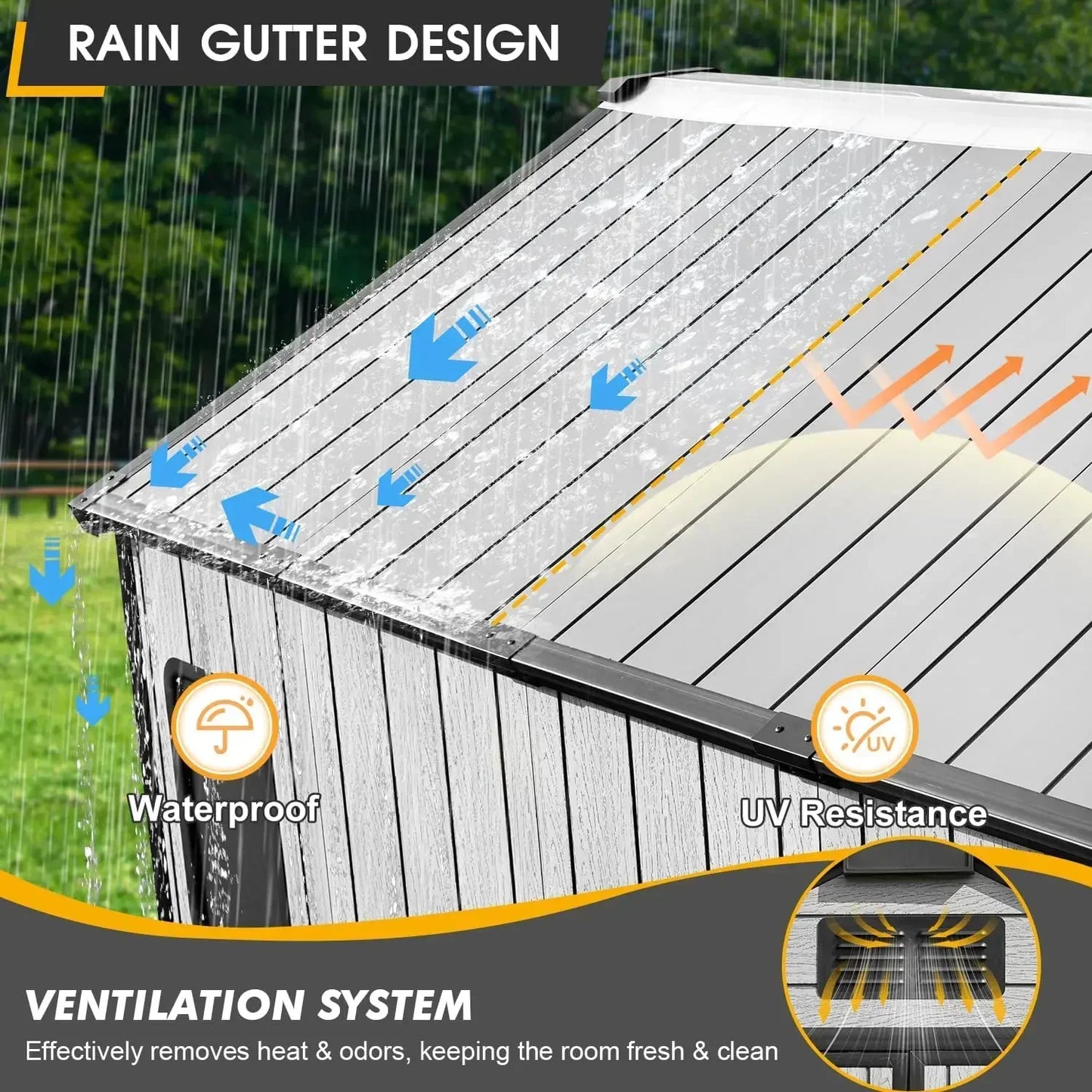 Resin Outdoor Storage Shed 8 x 10 FT All Weather Gray Garden Shed