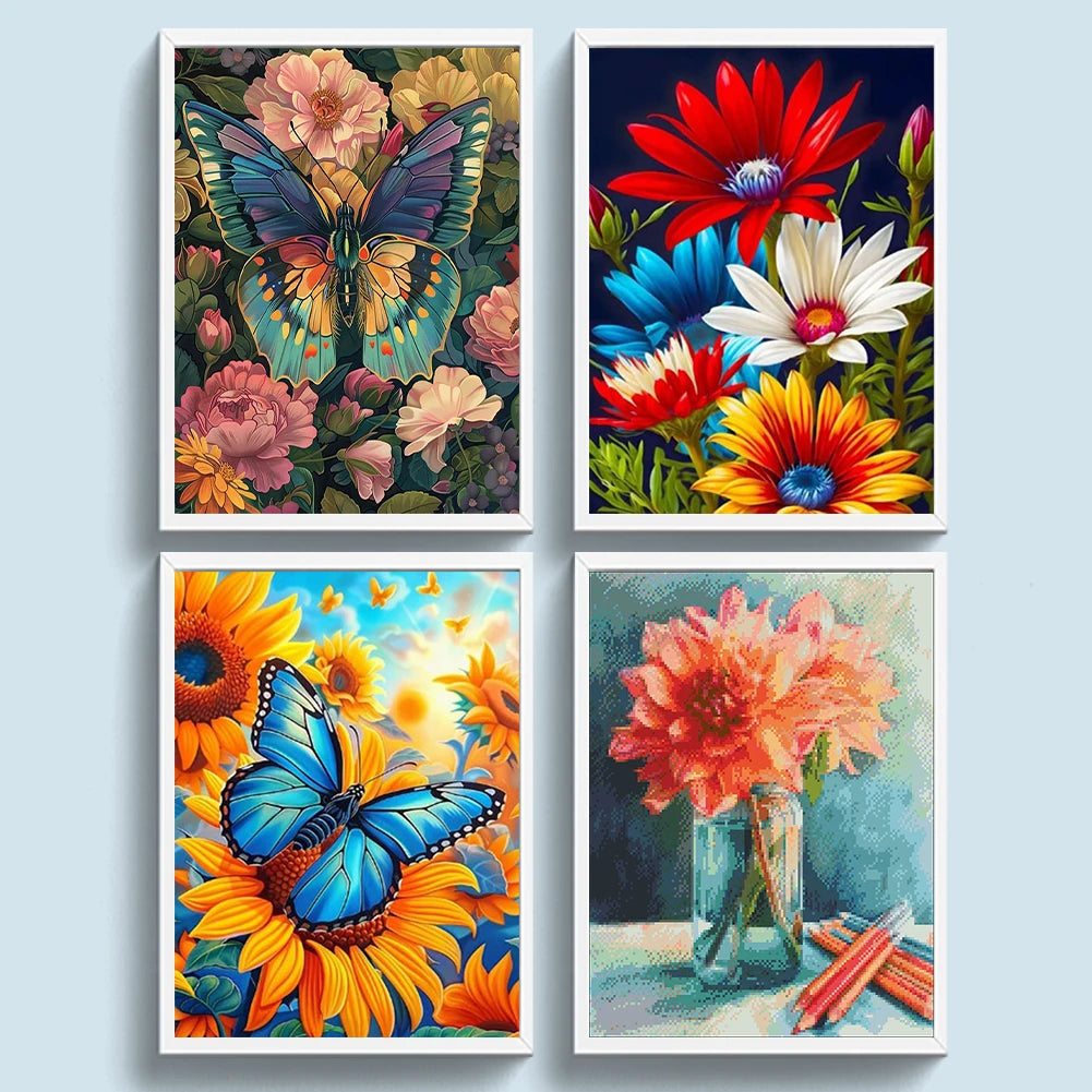 Full Embroidery Beads Printed Flower Cross Stitch Kit