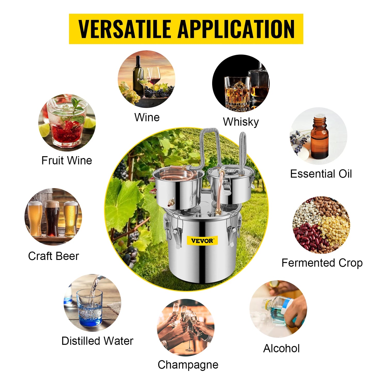 SucceBuy 12L 20L 30L Alcohol Distiller Machine for Home Brewing
