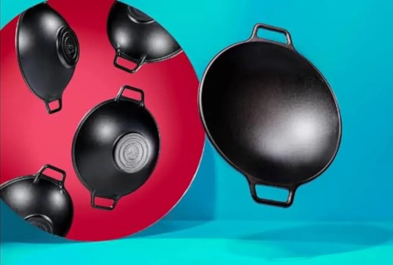 14 Inch Seasoned Cast Iron Wok for Modern Kitchens Design Forward