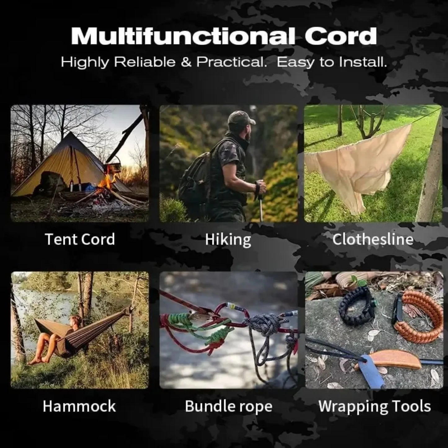 9 Strand 4mm Military Paracord 650lb Parachute Cord Camping