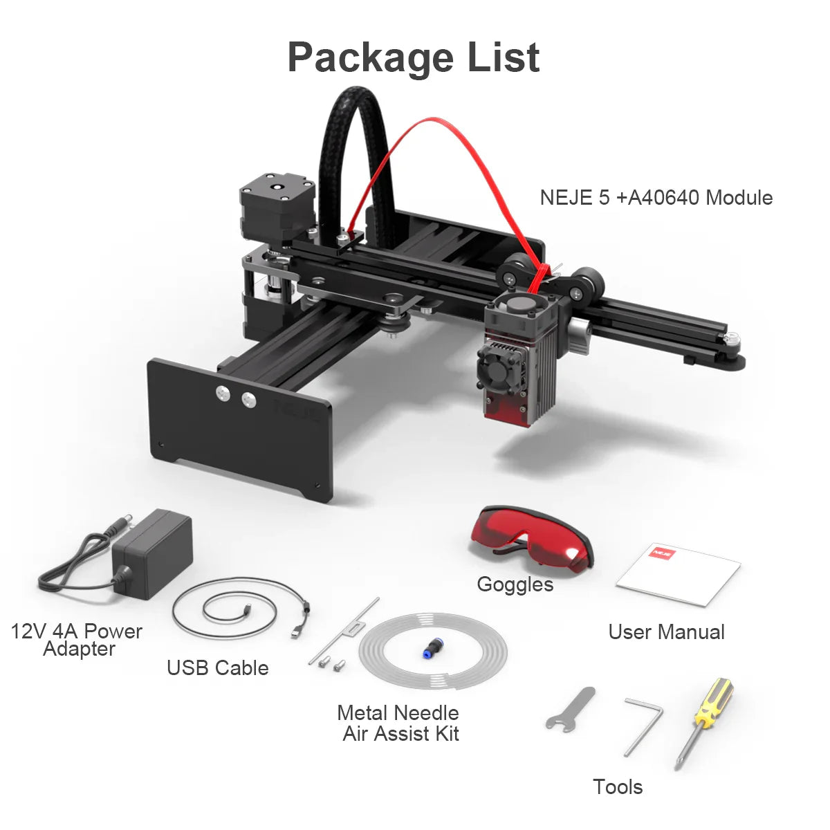 NEJE 5 Portable 40W-80W Wood Engraver Cutter with Bluetooth App