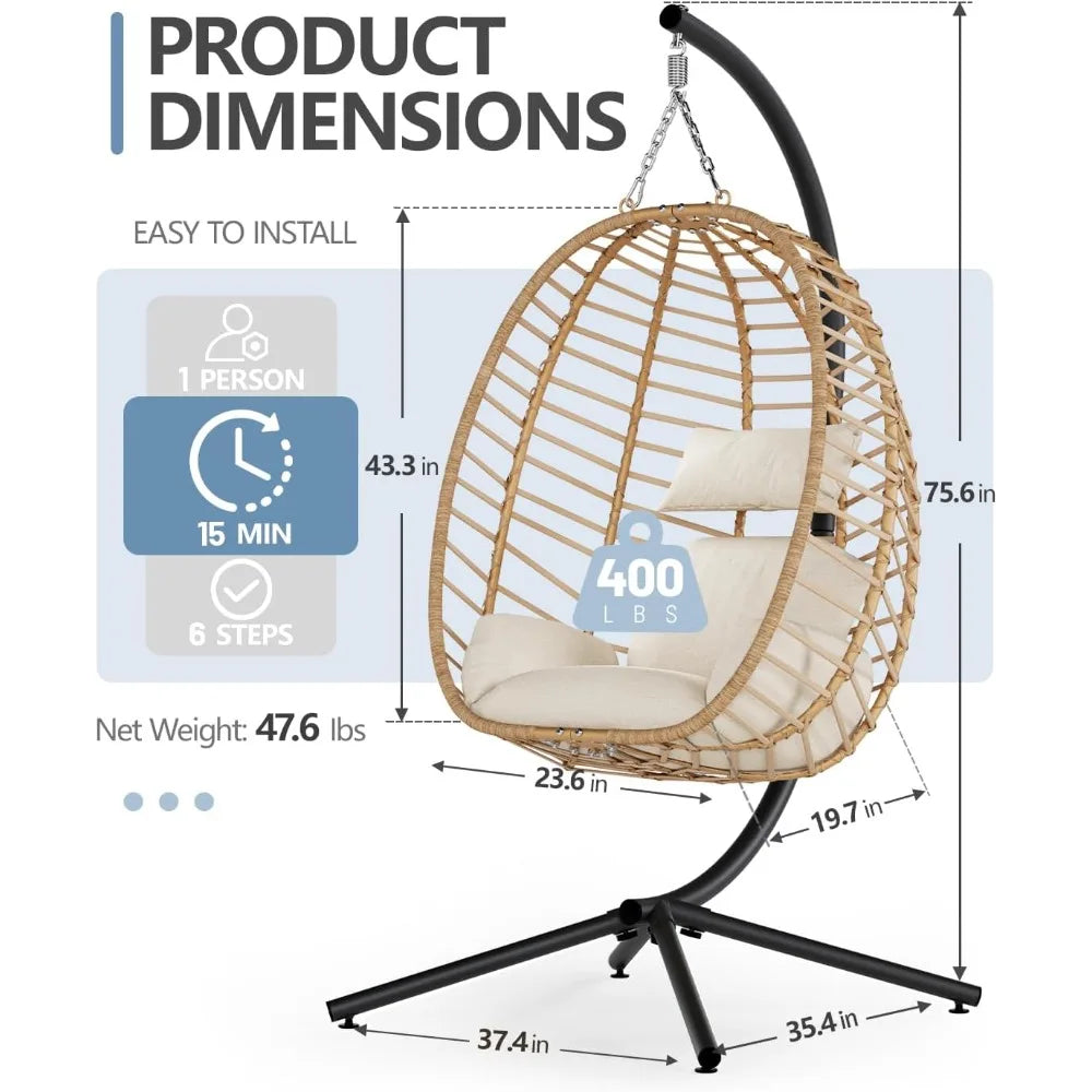Egg Swing Chair with Stand for Indoor and Outdoor Relaxation