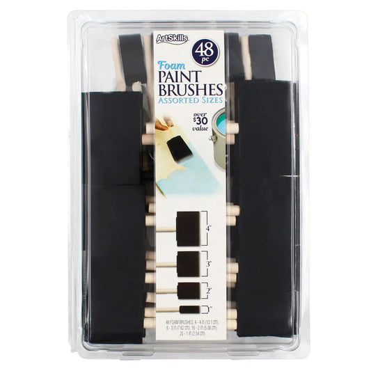 ArtSkills Craft Foam Paint Brush Set with 48 Pieces in 4 Sizes