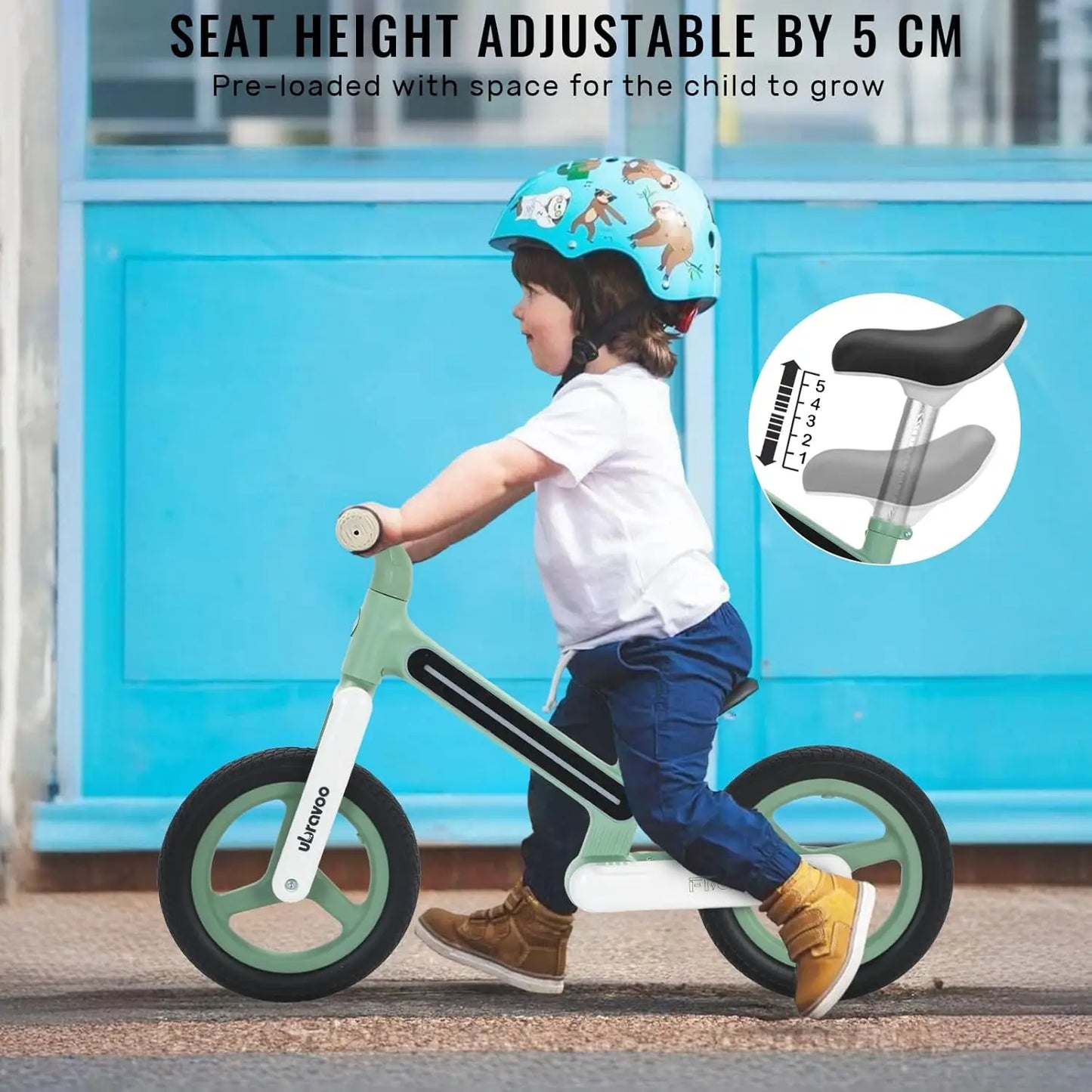 Ubravoo Balance Bike For Kids With Lights Adjustable Seat
