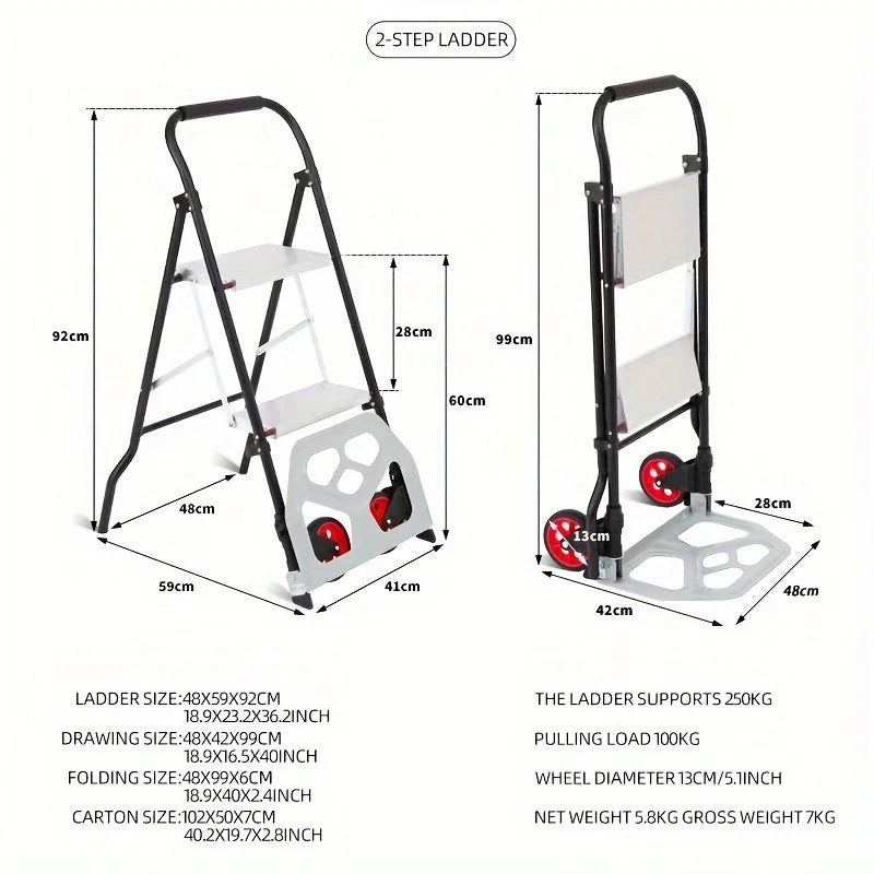 Multi Functional Heavy Duty Folding Step Ladder with Rubber Handle