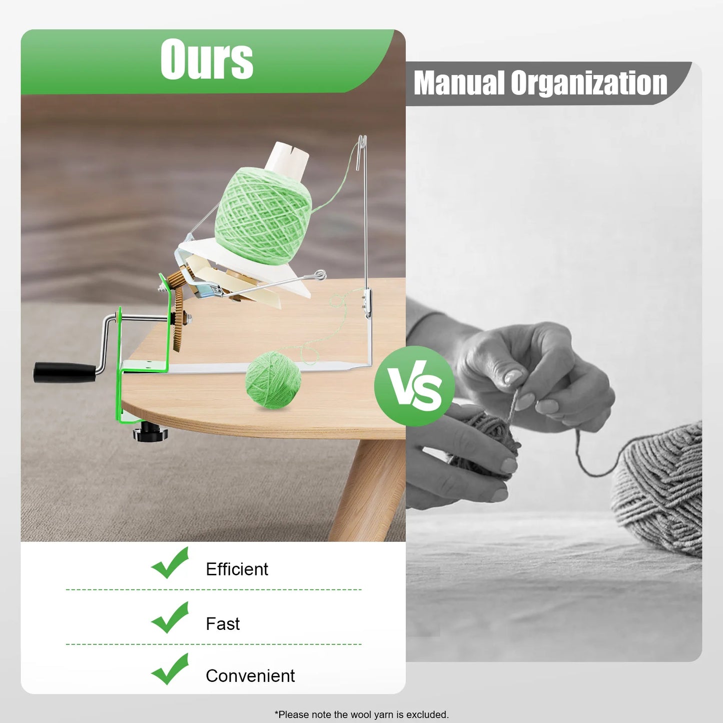 Large Capacity Hand Operated Yarn Winder for Crafting Projects