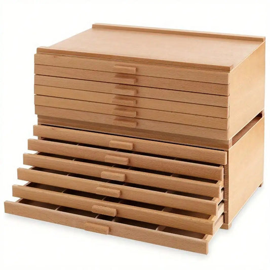 12-Drawer Wooden Storage Box for Art Supplies and Tools