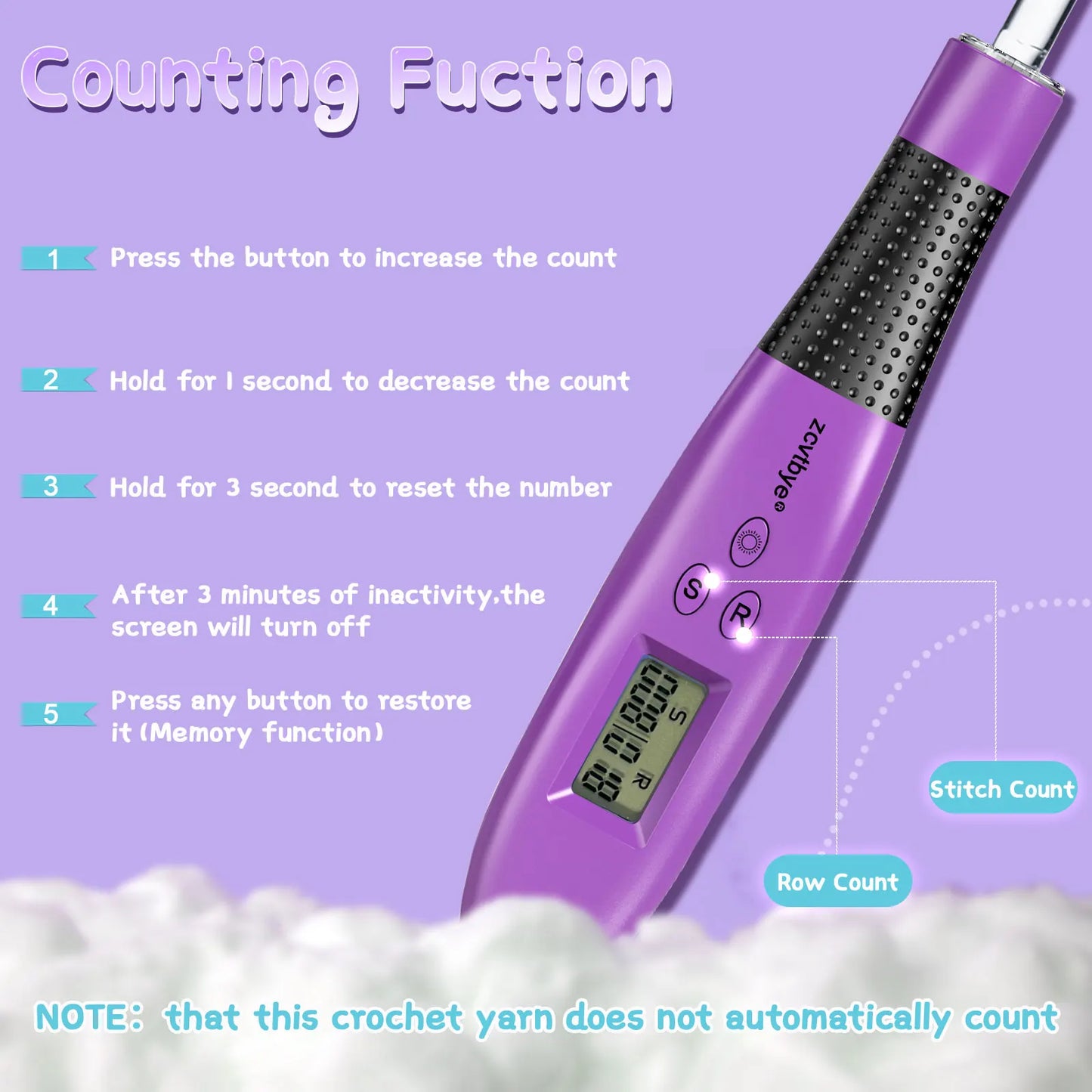 24PCS Ergonomic Crochet Hook Set with LED Light and Counter