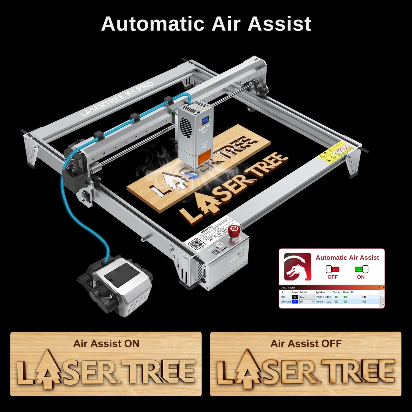 Laser Tree K1 Pro 30W 40W Engraver Cutter MDF 400x400mm