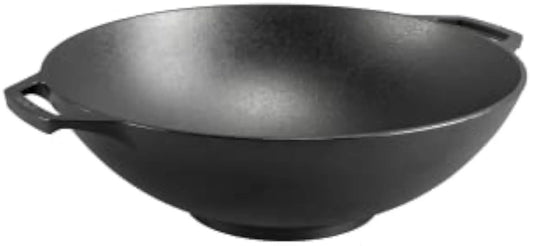 14 Inch Cast Iron Wok Preseasoned Dual Handle For Oven Grill