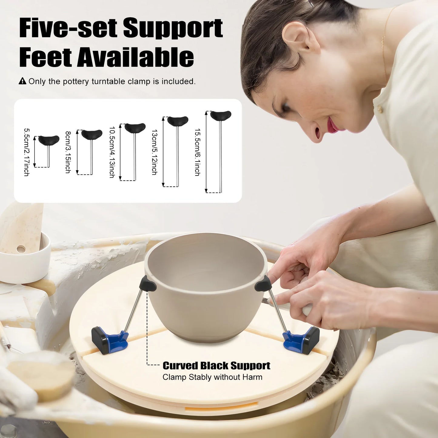 Pottery Turntable Clamp Lightweight Adjustable Ceramic Holder