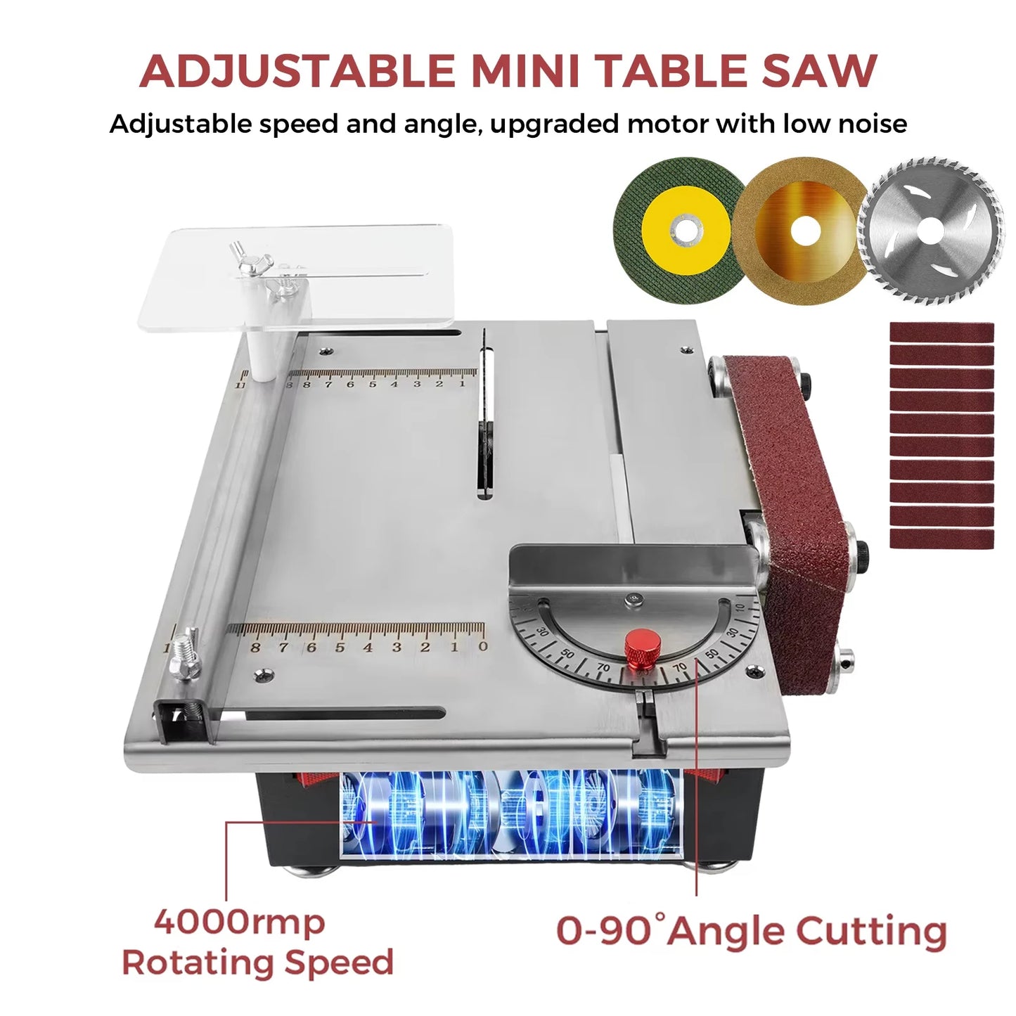 Mini Table Saw Sanding Belt Machine with Dual Motor Control