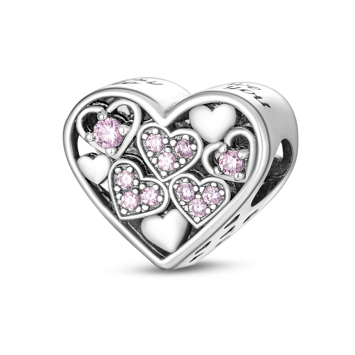 925 Sterling Silver Heart Shaped Charms Beads for Pandora Bracelets