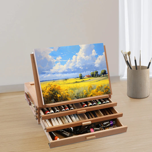 Wooden Painting Board Stand with 3 Drawers for Artists