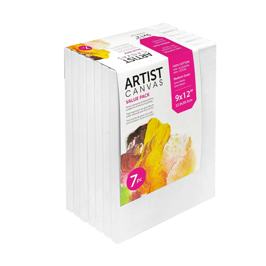Studio Stretched Canvas 9X12 Inch 7 Pack 100 Percent Cotton