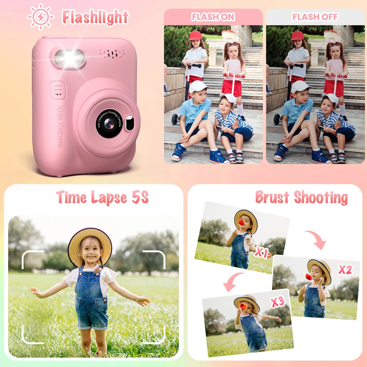 Instant Print Camera for Kids 32MP HD Digital Fun