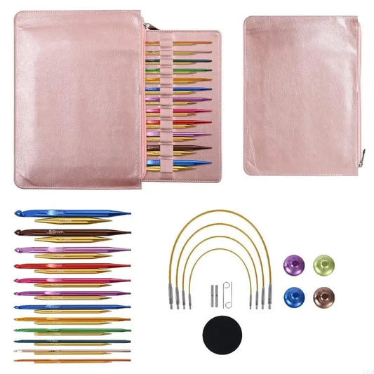 12 Pair Aluminum Tunisian Crochet Hook Set Interchangeable Cable 3.0mm To 10mm