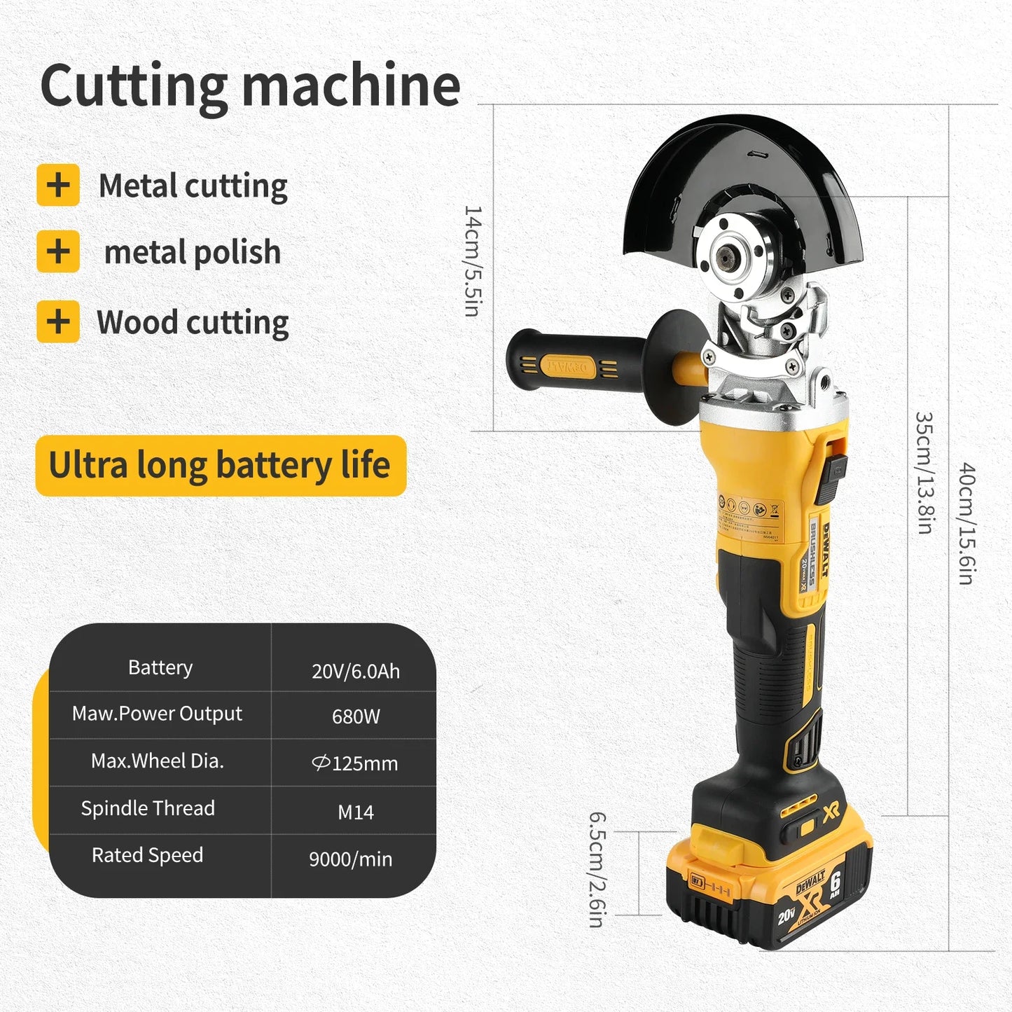DeWalt 125mm Flat Head Grinder Bare Tool 18V Brushless