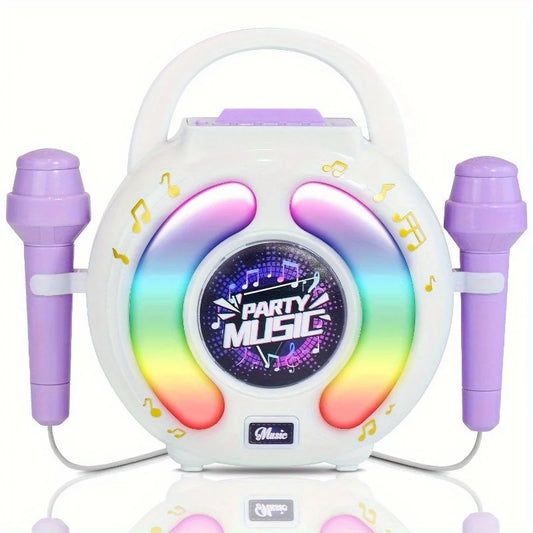 Kids Portable Karaoke Machine With 2 Mics Light Recording
