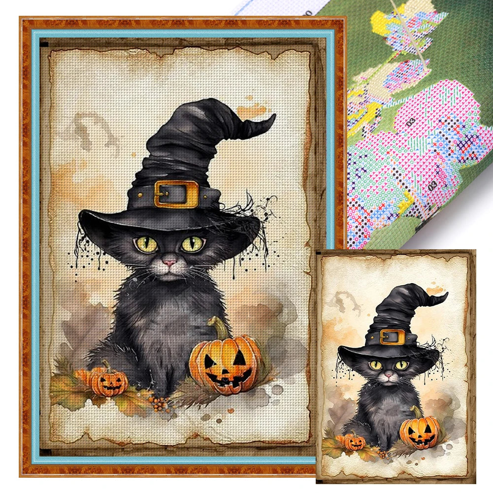 Halloween Cross Stitch Kit With Eco Cotton Threads 11CT