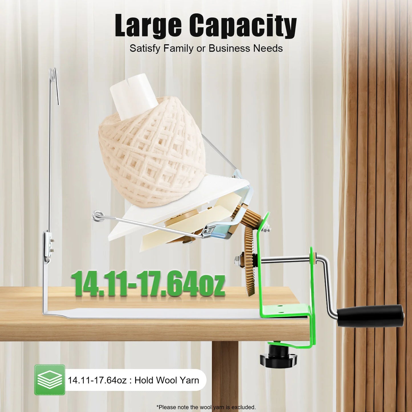 Large Capacity Hand Operated Yarn Winder for Crafting Projects