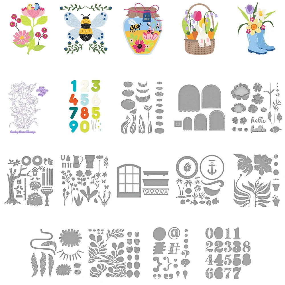 Elegant Flower Bud Sprig Metal Cutting Dies for DIY Crafts