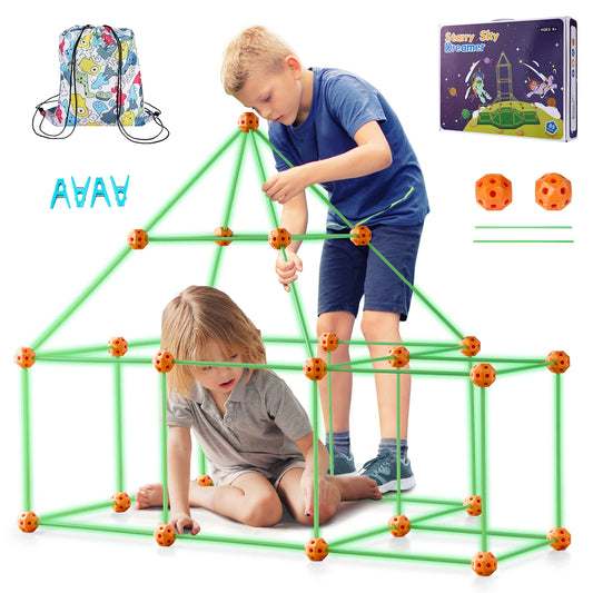 SucceBuy Fort Building Kit With 55 Rods And 30 Balls Tent