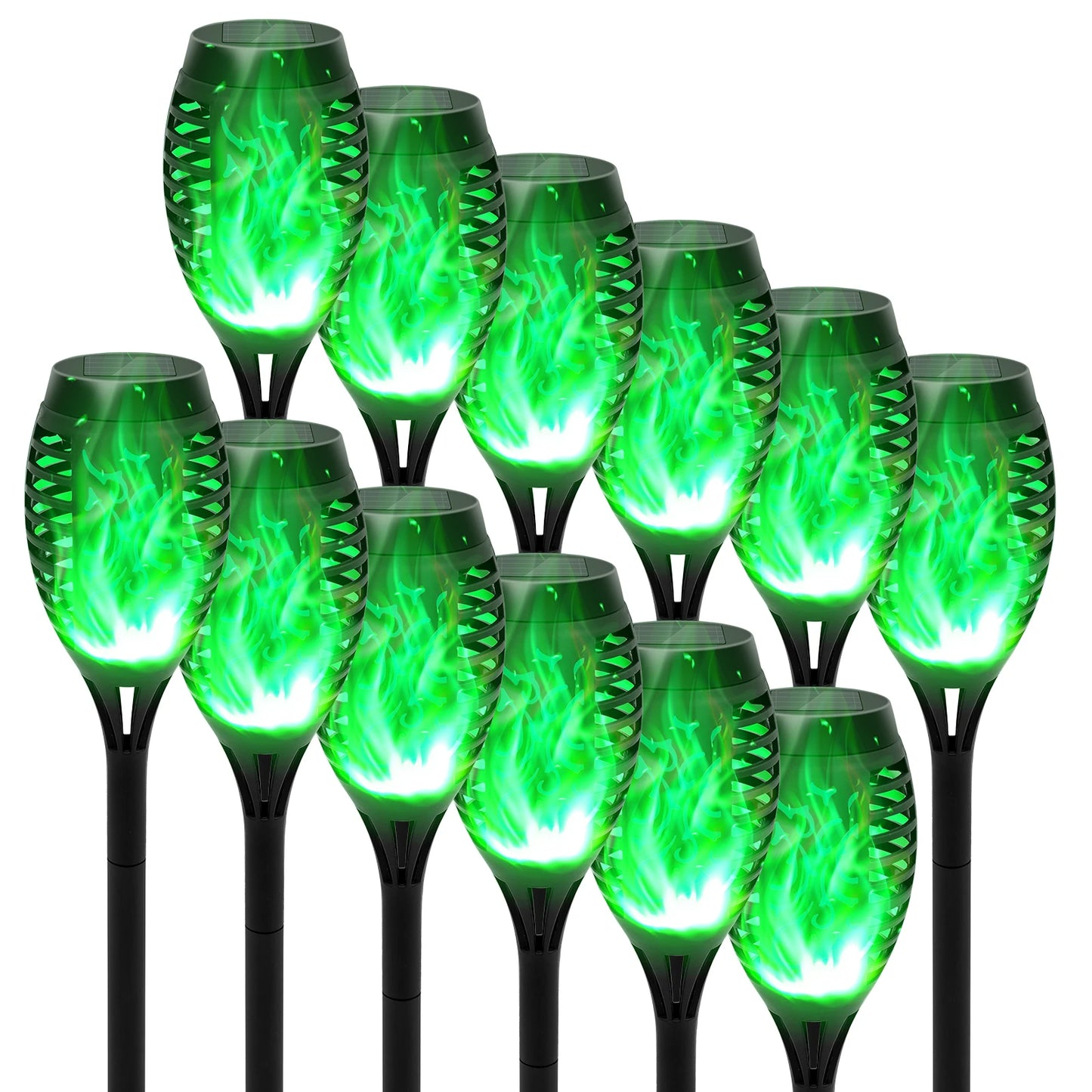 Green Solar Flame Light Outdoor Waterproof Torch for Garden