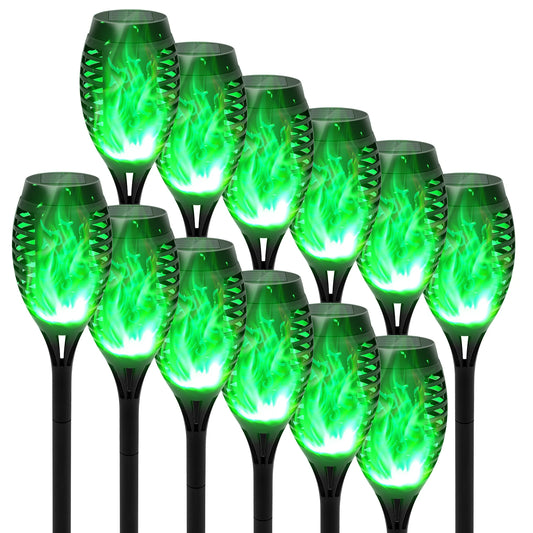 Green Solar Flame Light Outdoor Waterproof Torch for Garden