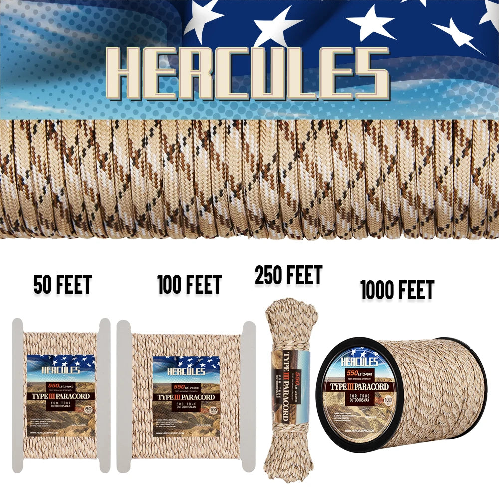 550 Paracord Rope 1000FT Survival Tent Camping Accessories