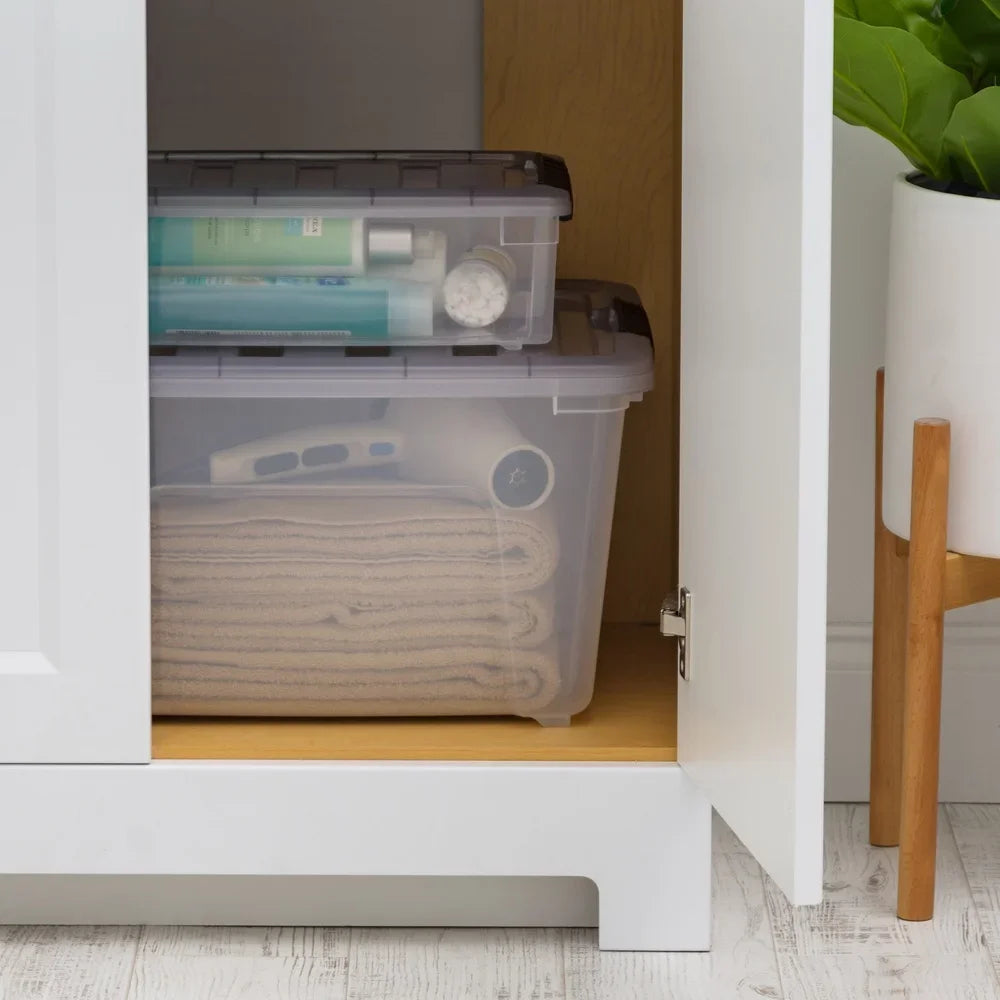 Stackable 5.8 Qt Clear Plastic Storage Bins with Lids